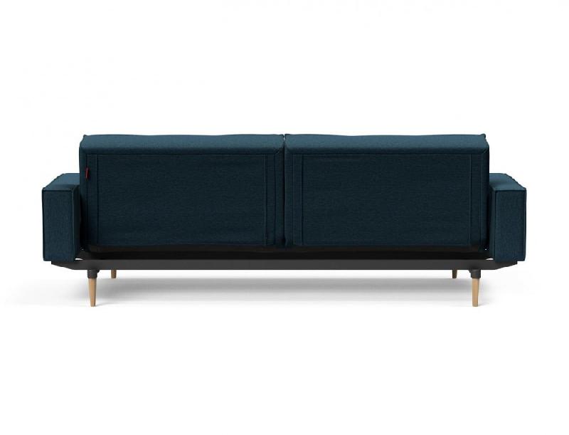 Canapé convertible Splitback Styletto avec accoudoirs - pieds fuseau chêne naturel - tissu Argus Navy Blue - lit 115x210 cm_5