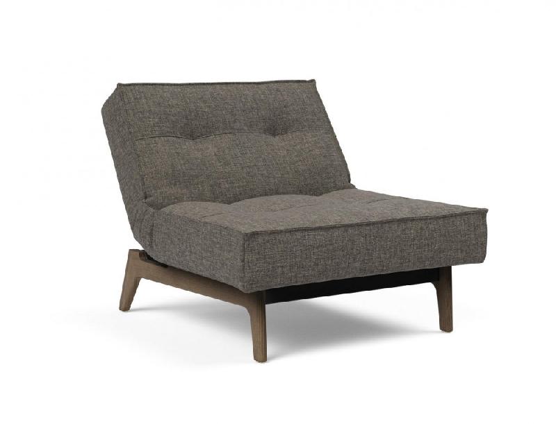 Innovation Living - Fauteuil convertible Splitback Eik - Lit 90x115 cm - Pieds chêne noyer - Tissu Flashtex Dark Grey_5
