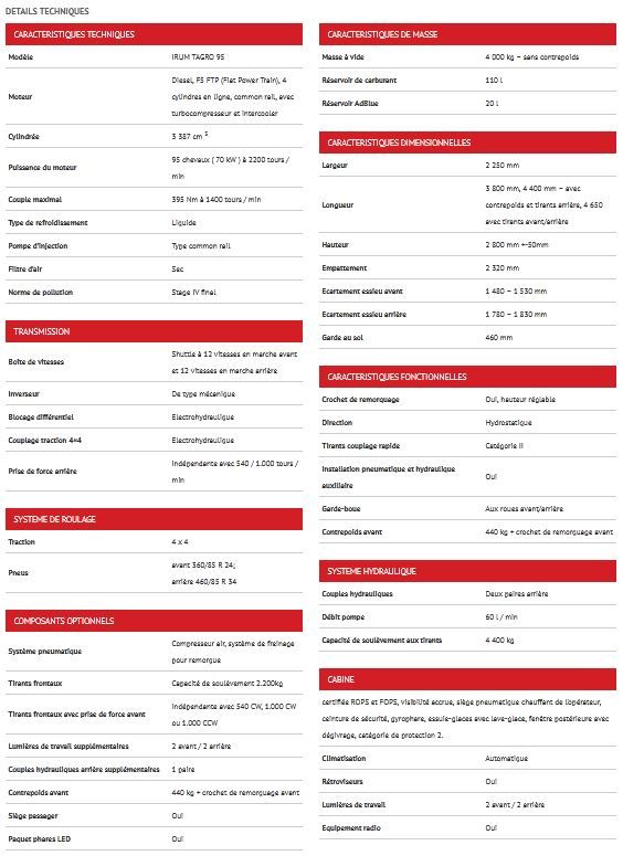 Tracteur agricole compact Tagro 95 avec dégivrage de la fenêtre arrière
