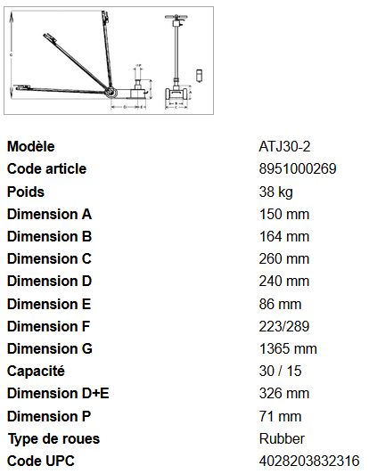 Crics hydro-pneumatiques Rodcraft ATJ30-2 - capacité 30/15t - profil bas et grande capacité de levage_5