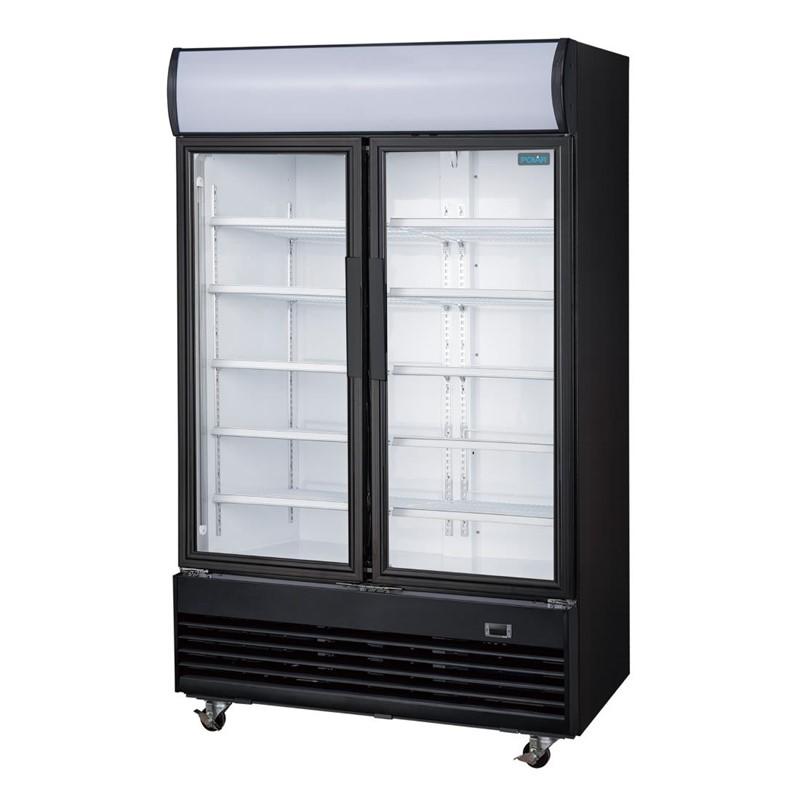 Vitrine réfrigérée positive 2 portes battantes avec caisson lumineux Série G 950L noire | Polar - GM813_5
