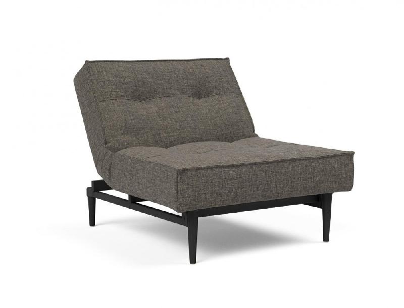 Innovation Living - Fauteuil Splitback Styletto Convertible Lit 90x115 cm - Pieds Fuseau Noir - Tissu Flashtex Dark Grey_5