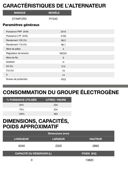 AT-2160 60 Hz triphasé - Groupe électrogène en container Inmesol 2160 kVA - Moteur MTU & alternateur Stamford_5