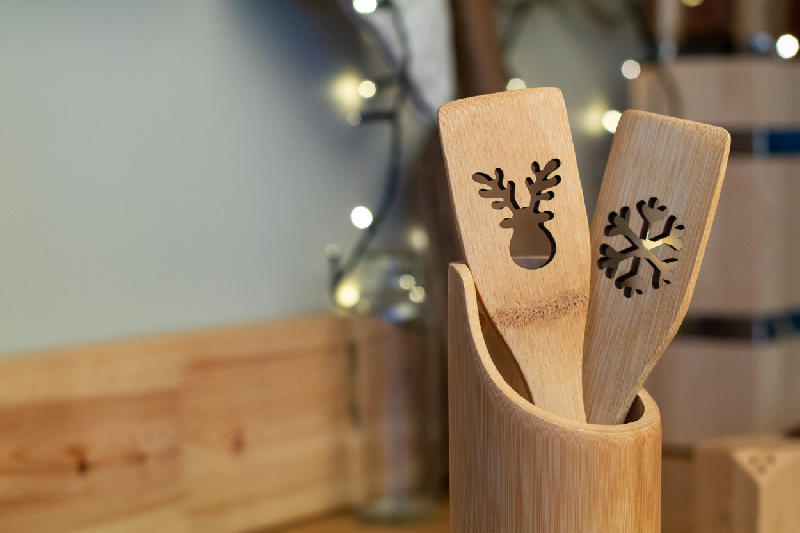 Spatule en bambou - Découpe sapin de Noël - Couleur naturelle - 24g_5