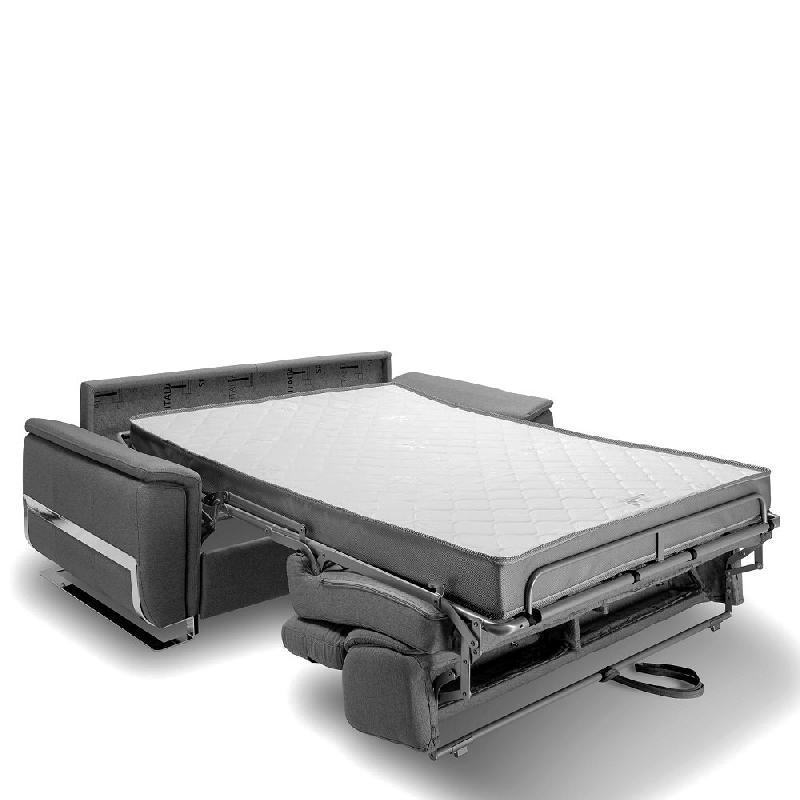 Canapé convertible express Réaumur 140 cm - Matelas 16 cm - Pieds luge acier - Cuir vachette gris graphite_5