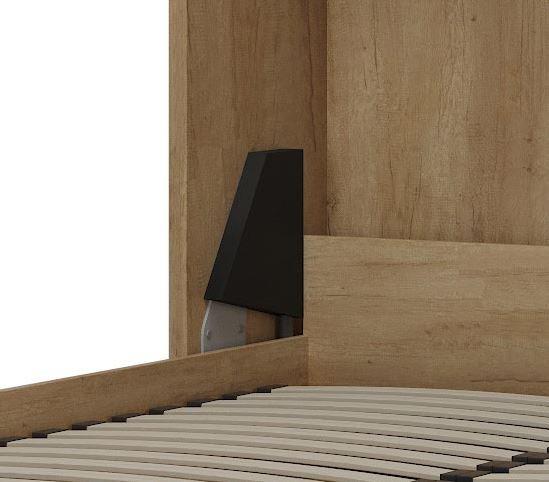 Lit escamotable style industriel Key - chêne, bandeau et ferrures noir mat - 90 x 200 cm - système vérins à pistons_5