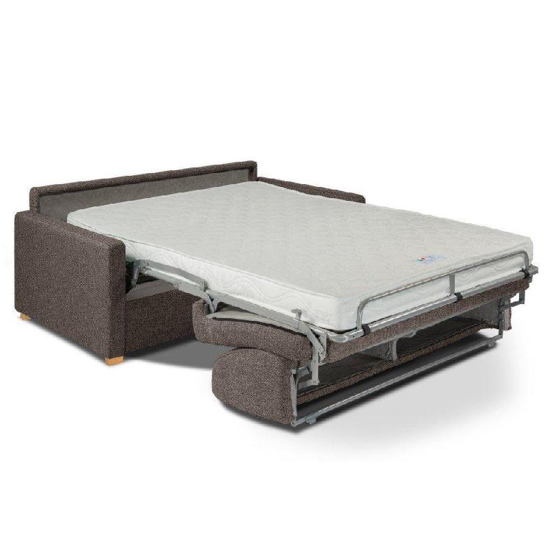 Canapé convertible express DANDY - Matelas Comfort BULTEX® 140cm - Mono assise capitonnée - Velours taupe_5