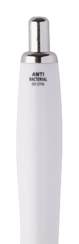Stylo antibactérien à bille en plastique - Corps antibactérien, pièces chromées et recharge bleue - Conforme ISO 22196:2011_5