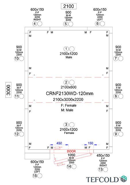 Chambre froide négative 10,06 m3 (2100 x 3000 x 2200 mm) avec monobloc de paroi et porte 850_5