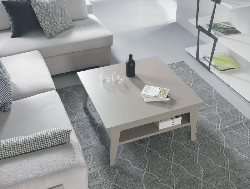 Table basse relevable BRIGHTON gris taupe 80x80 cm - Design moderne avec plateau en bois stratifié_5