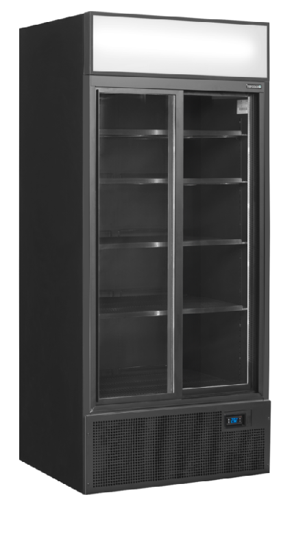 Vitrine réfrigérée noire - gamme FSC - 2 ou 3 portes avec caisson lumineux - finition aluminium noir_5