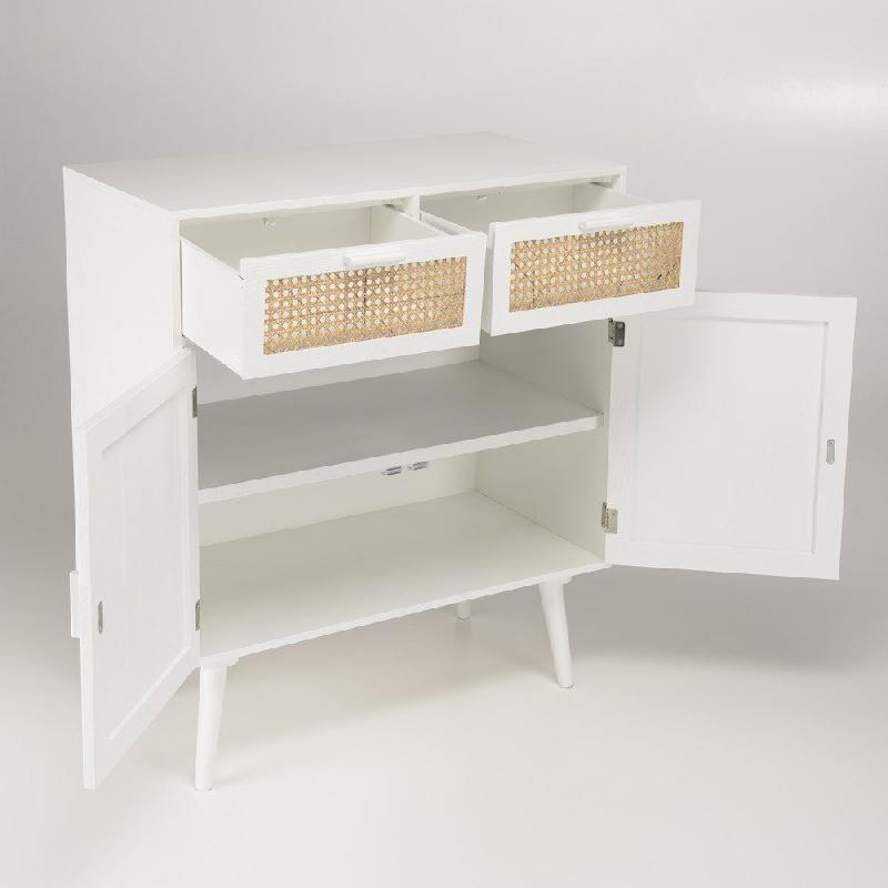 Buffet Andros blanc - 2 tiroirs et 2 portes avec cannage naturel en rotin_5