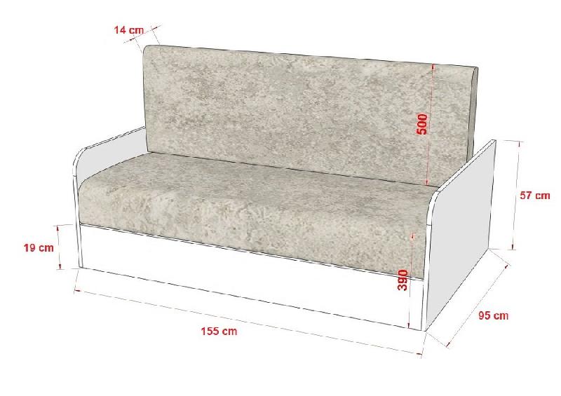 Armoire lit escamotable Dynamo Sofa - accoudoirs mélaminés - façade blanc brillant - canapé rouge - couchage 140x200 cm_5