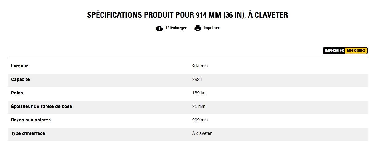 Godet d'excavation extra-robuste - caterpillar finance france - 914 mm (36 in), à claveter - poids 189 kg_5