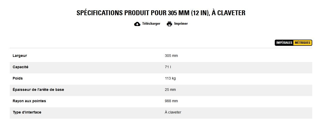 Godet d'excavation extra-robuste - caterpillar finance france - 305 mm (12 in), à claveter - poids 113 kg_5