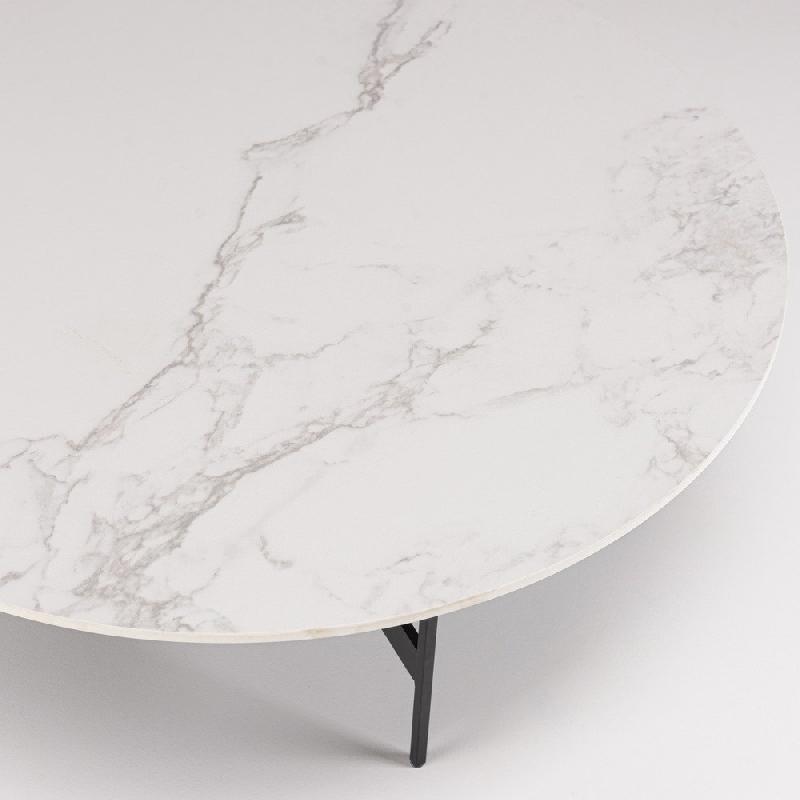 Table basse ronde DILA 78 cm - plateau effet marbre robuste et design moderne_5