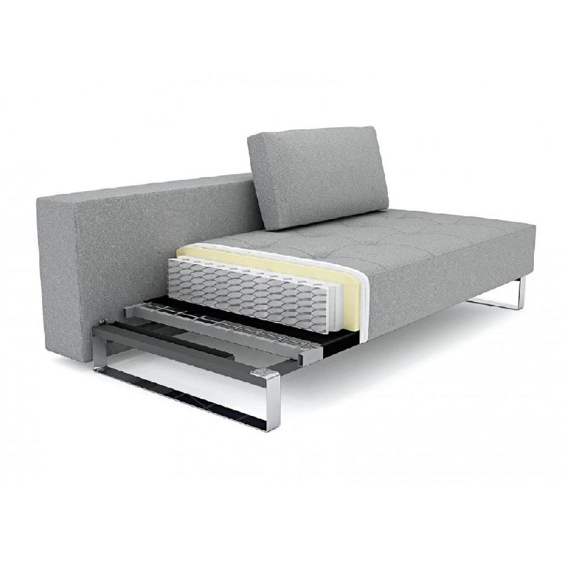 INNOVATION LIVING - Canapé design Idun convertible lit 200x140 cm - tissu Kenya Dark Grey, accoudoirs larges et confort moelleux_5