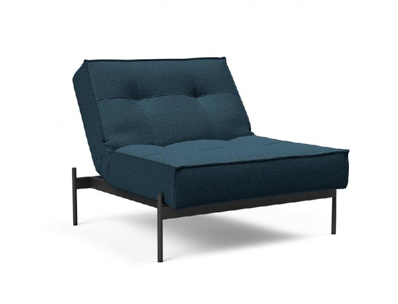 Fauteuil design convertible SPLITBACK - Innovation Living - Argus Navy Blue - Lit 90x115 cm - Pieds acier noir mat_5