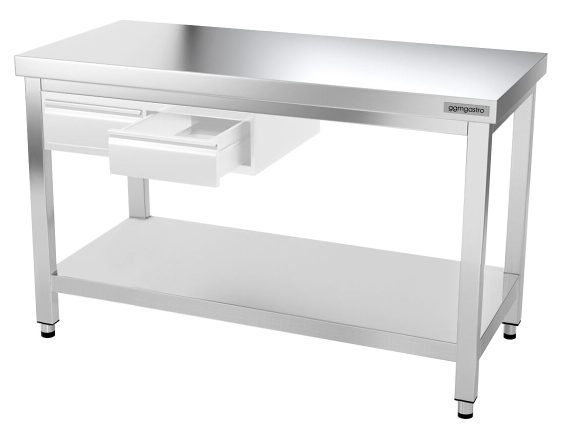 Tables Inox centrales Premium avec Etagère - P 600 mm | Ggm - 1400_5