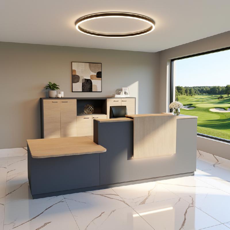 Comptoir d'accueil bi-colore avec PMR Delta et réhausse - 242, Gauche, Oui, Anthracite, Chêne moyen_5