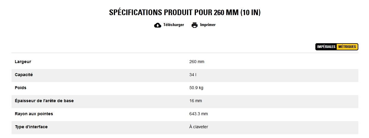 Godet d'excavation-mini-pelle - caterpillar finance france - 260 mm (10 in) - poids 50.9 kg_5