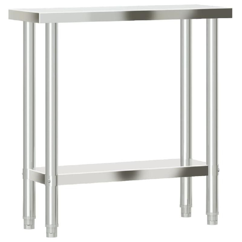 Vidaxl table de travail de cuisine 82,5x30x85 cm acier inoxydable 376451_5