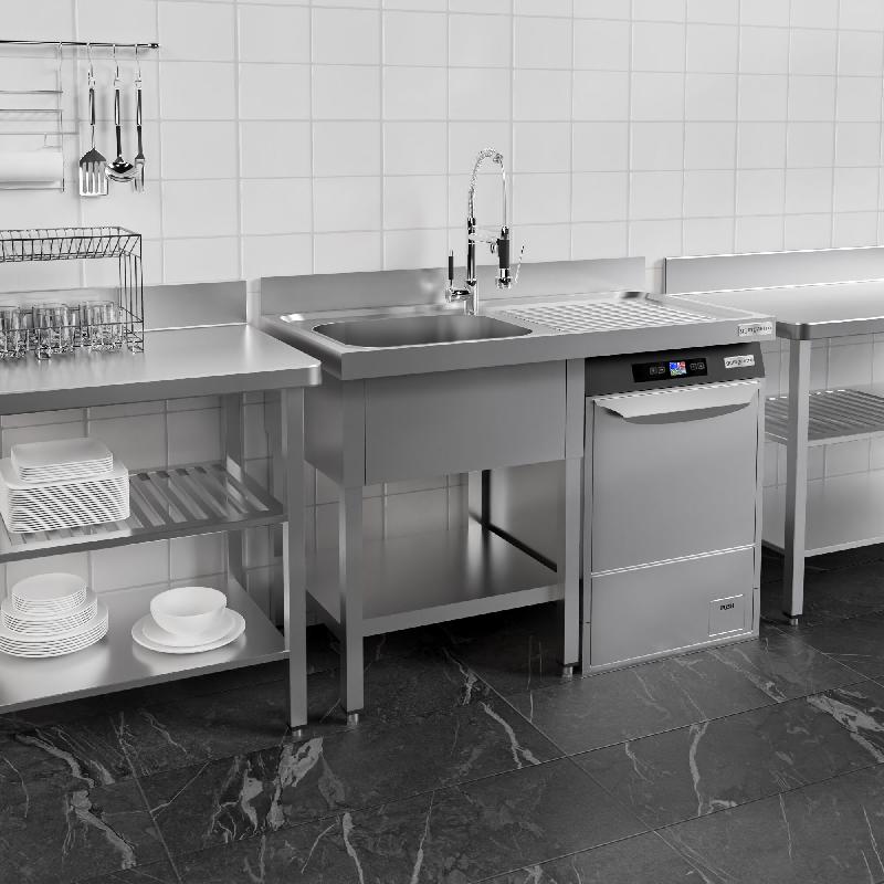 Plonge Inox 1 bac avec passage lave-vaisselle - P 600 - GGM - 1200 mm bac à gauche_5