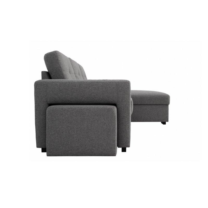 Canapé d'angle réversible convertible LIDO gris foncé avec coffre de rangement et pouf inclus_5