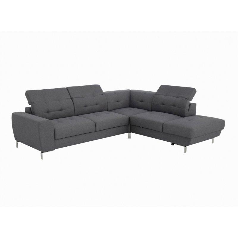 Canapé d'angle réversible convertible VITO gris foncé - design épuré avec coffre de rangement et têtières réglables_5