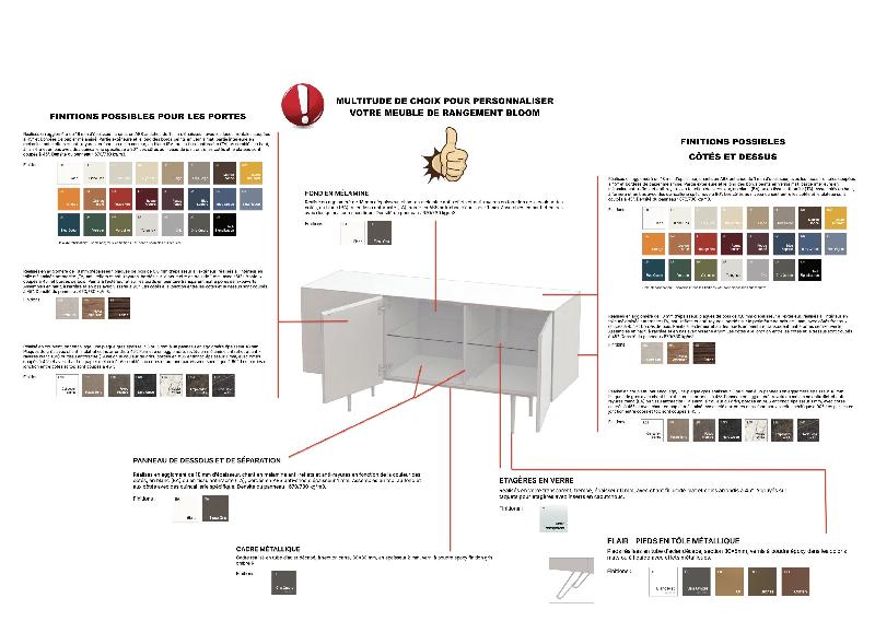 Meuble 4 portes Bloom - Quadrifoglio. - Noir désire brillant, Or, Laqué anthracite / noir désire brillant_5