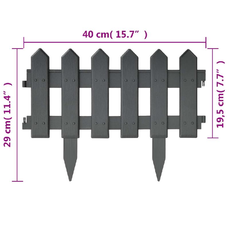 Vidaxl bordures de pelouse 25 pcs anthracite 10 m pp 314683_5