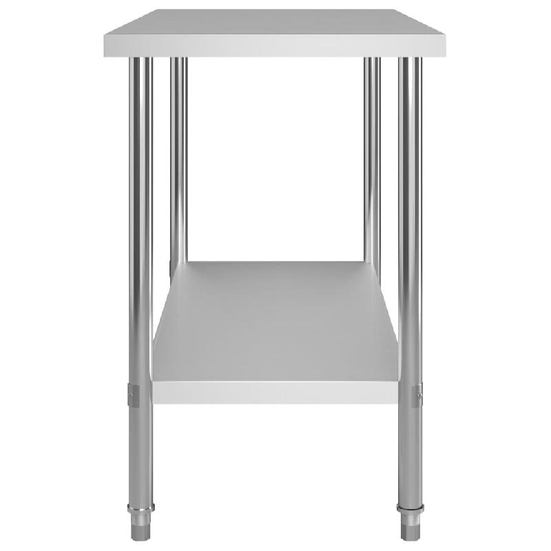 Vidaxl table de travail de cuisine avec étagère 120x60x120 cm inox 3054468_5