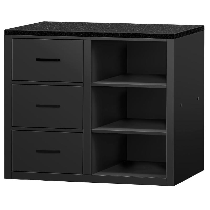 Comptoir-caisse MADRID - 1000 mm - Plateau de travail en granit noir - Noir mat_5