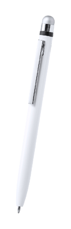 Stylo bille twist antibactérien avec stylet - plastique blanc - encre bleue_5