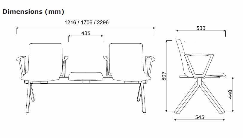 Sheila - Poutre d'assises modulable en polypropylène - 2 à 4 places extensibles avec options de personnalisation_5