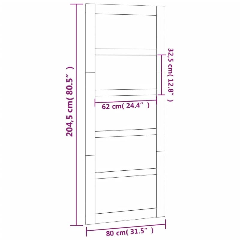 Vidaxl porte de grange blanc 80x1,8x204,5 cm bois massif de pin 824614_5