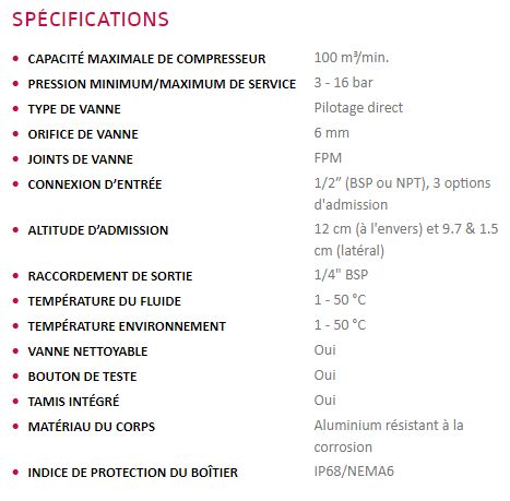 Nufors-CR - Purgeurs capacitifs à détection de niveau - Jorc Industrial - IP68/NEMA 6 - Capacité maximale de compresseur 100 m³/min_5