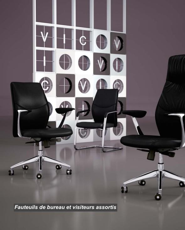 Fauteuil de Direction cuir VIC - Mobel Linea - cuir noir_5