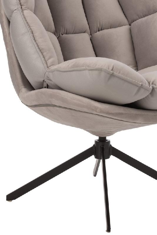 Fauteuil relax pivotant Pietra - tissu gris métallisé - design contemporain - structure bois massif et piètement en métal noir_5