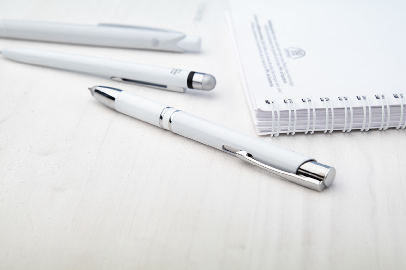 Stylo bille stylet antibactérien - plastique blanc - encre bleue - conforme ISO 22196_5