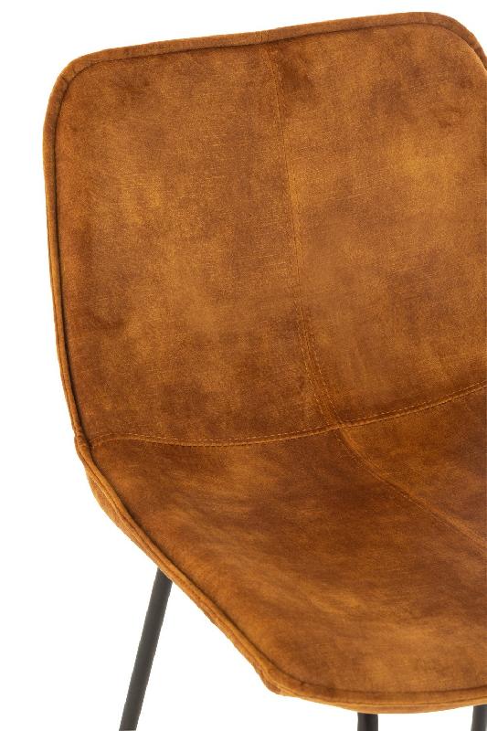 Chaise de bar Ratri - Velours ocre, piètement métal noir - Gamme avec tabourets assortis_5