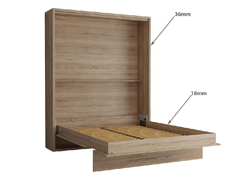 Armoire lit escamotable Mykonos - Chêne naturel - Couchage 160x200 cm - Ouverture assistée - Fabrication européenne_5