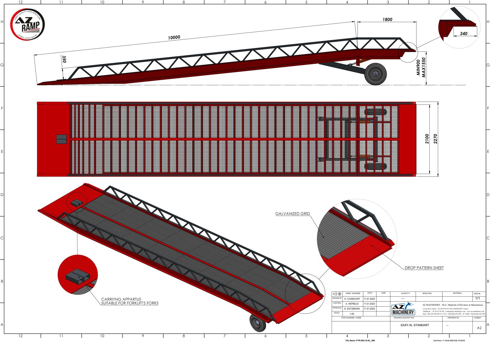 Rampe de quai mobile AZ RAMP EASY XL BCH - utilisation sur sol meuble ou non fini - 6 à 20T - pente longue 10m_5