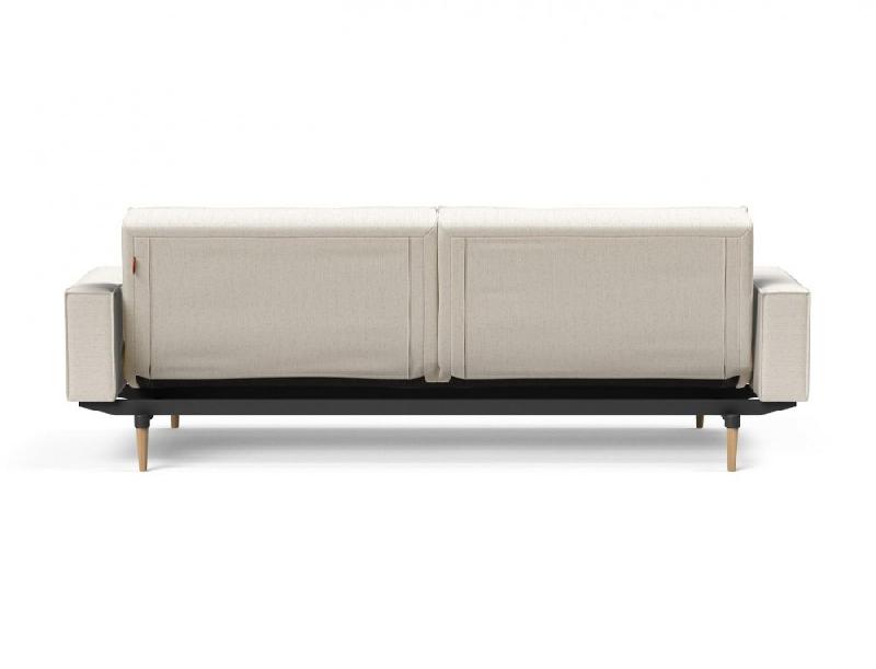 Canapé convertible Splitback Styletto avec accoudoirs - Pieds fuseau en chêne naturel - Tissu bouclé Off White_5