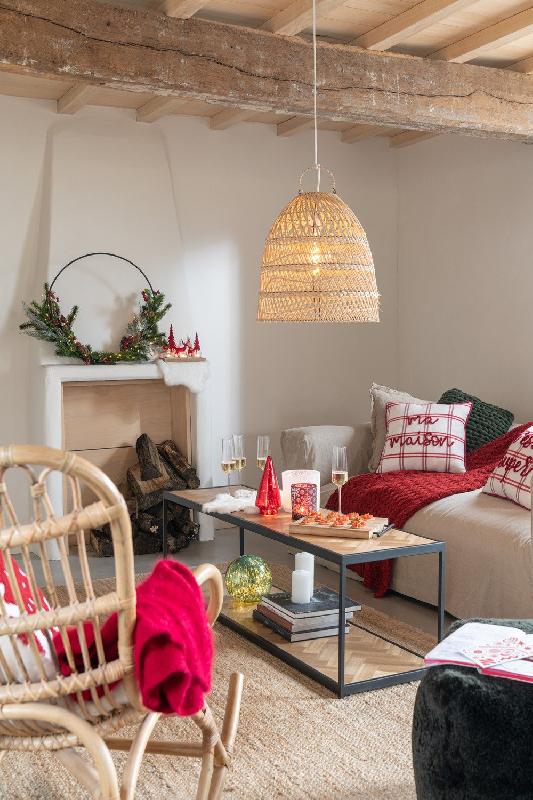 Table basse MOUNIE - motifs chevron naturel clair - pieds métal noir - style industriel - L150 x H45 x P40 cm_5