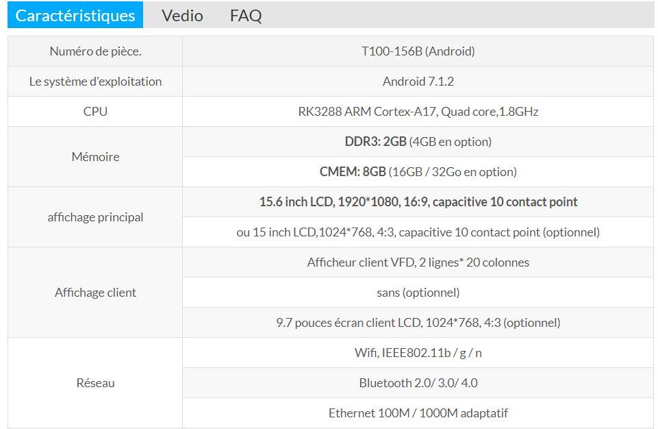 Système de point de vente tactile avec accessoires modulaires