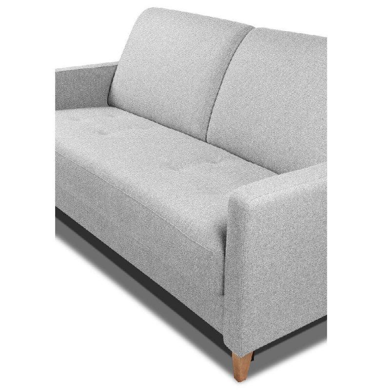 Canapé convertible OGGETTO - Matelas 16 cm - Système express - Sommier lattes 120 cm - Polyuréthane gris clair - Style suédois_5