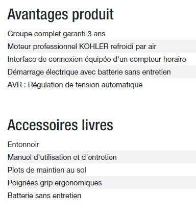 Technic 6500 E AVR UK - Groupe électrogène Kohler - Puissance max 6,30 kW - 50 Hz - 230 V_5