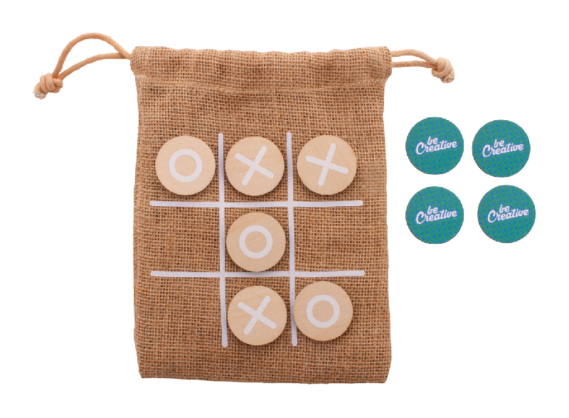 Jeu de morpions sur mesure - contreplaqué de bouleau, 10 jetons et étui en jute_5