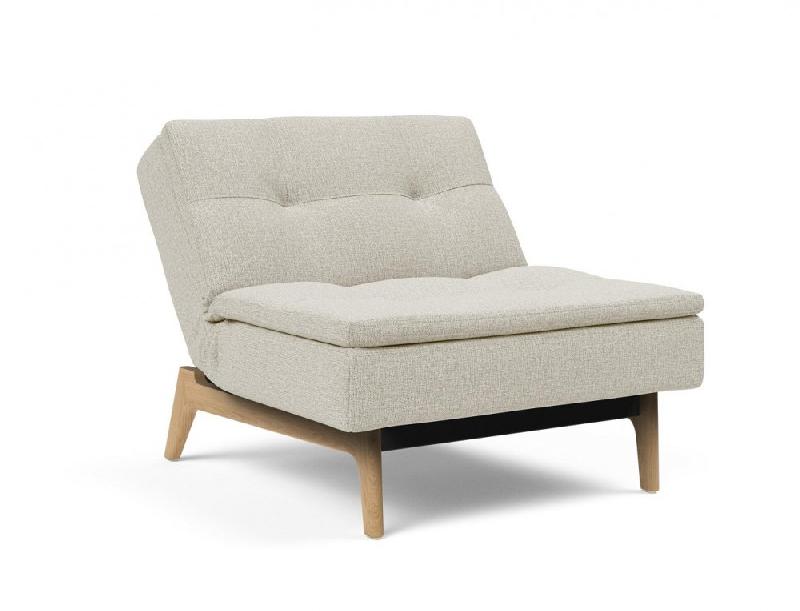 Fauteuil design Dublexo Eik convertible lit 90x115 cm - Pieds chêne naturel - Tissu Mixed Dance Natural_5